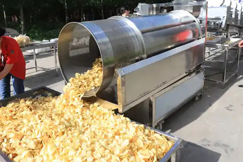 Rotary drum seasoning machine